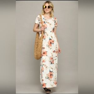 Womens Short Sleeve Loose Plain Casual Long Maxi Dresses with Pockets SZ (S)